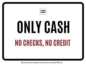 Customizable Cash-Only Payment Sign Templates