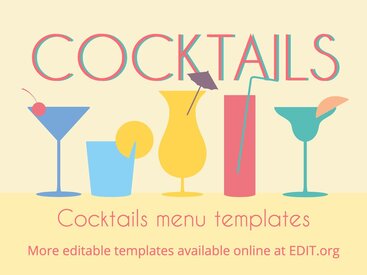Editable cocktail menu templates